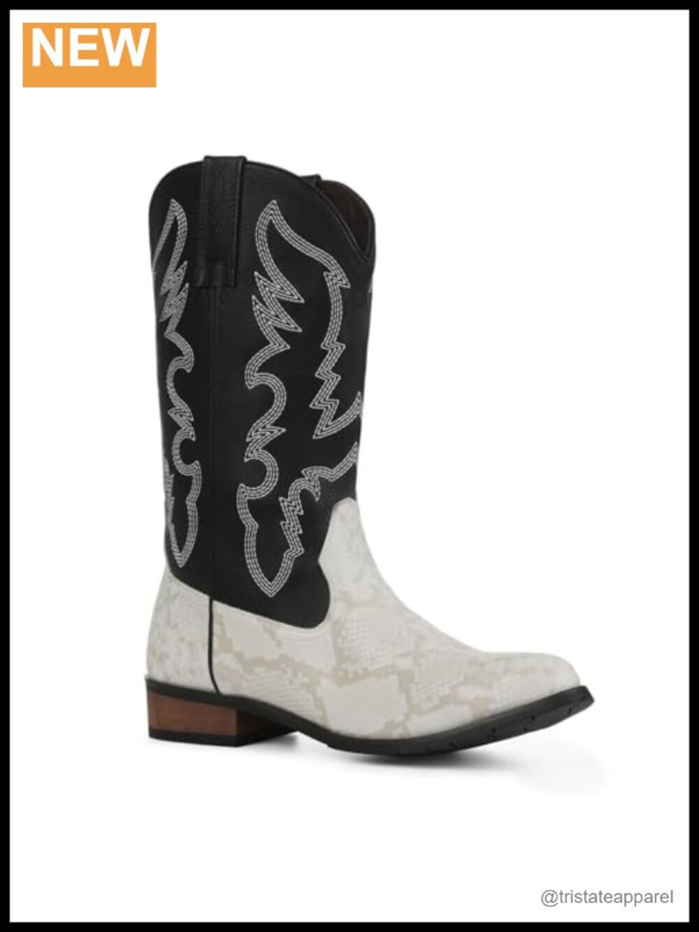 Pointed Toe Cowboy Boots Faux Leather Western Chelsea Men's